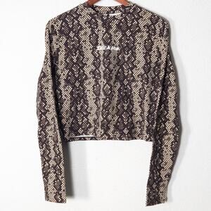 Dickies Cropped Long Sleeve Top Brown Size XL Indie Sleeze Snake Print NWT